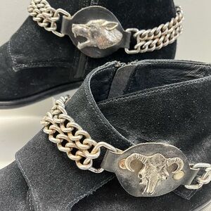 Boot Bracelet with Silver Chain and Skull Accent